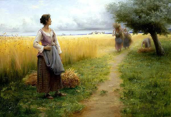 Georges Laugee Coming in From the Fields oil painting image